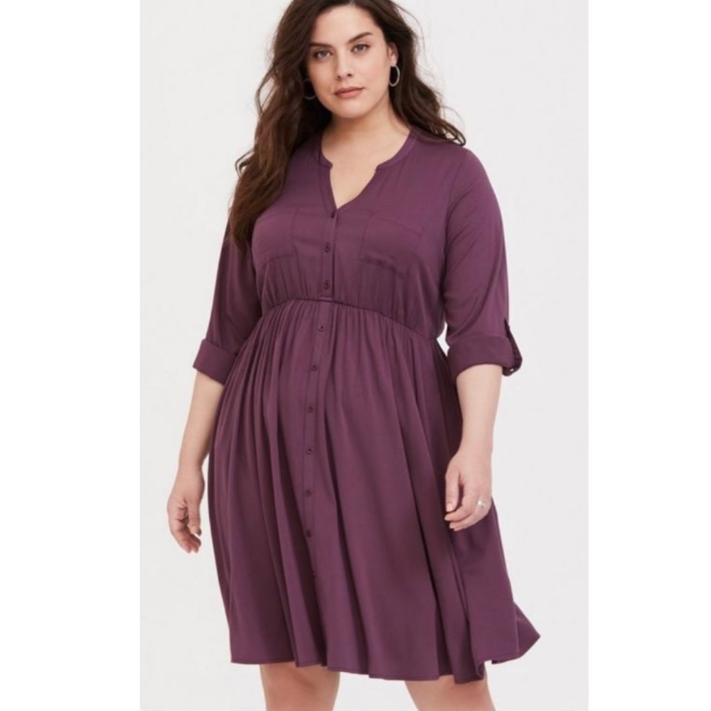 TORRID Mini Challis Button Front Shirtdress in Purple Size 4X NWT